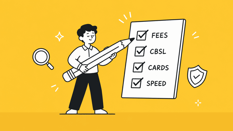 Illustration of a checklist for choosing the right payment gateway in Sri Lanka including fees and CBSL compliance